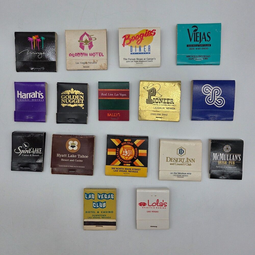 Vintage Las Vegas Casino Matchbook Lot (16) Aladdin Mirage Landmark 14 Unstruck